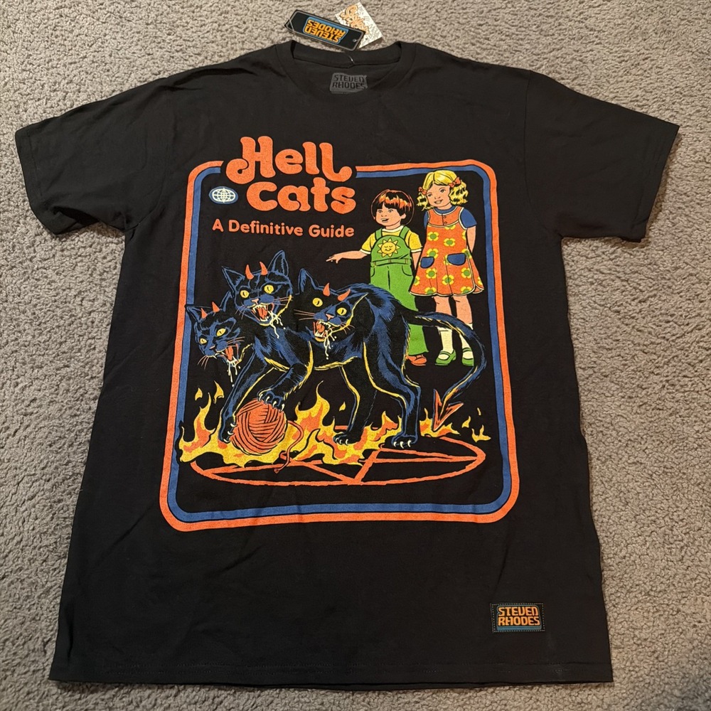 Steven Rhodes Hell Cats A Definitive Guide T-Shirt Medium NWT 100% Cotton Black